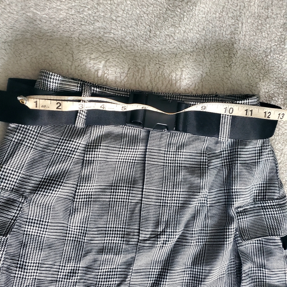 Plaid Skirt School Girl Mini Skirt Black/White Preppy Cargo Emily in Paris - Picture 6 of 7